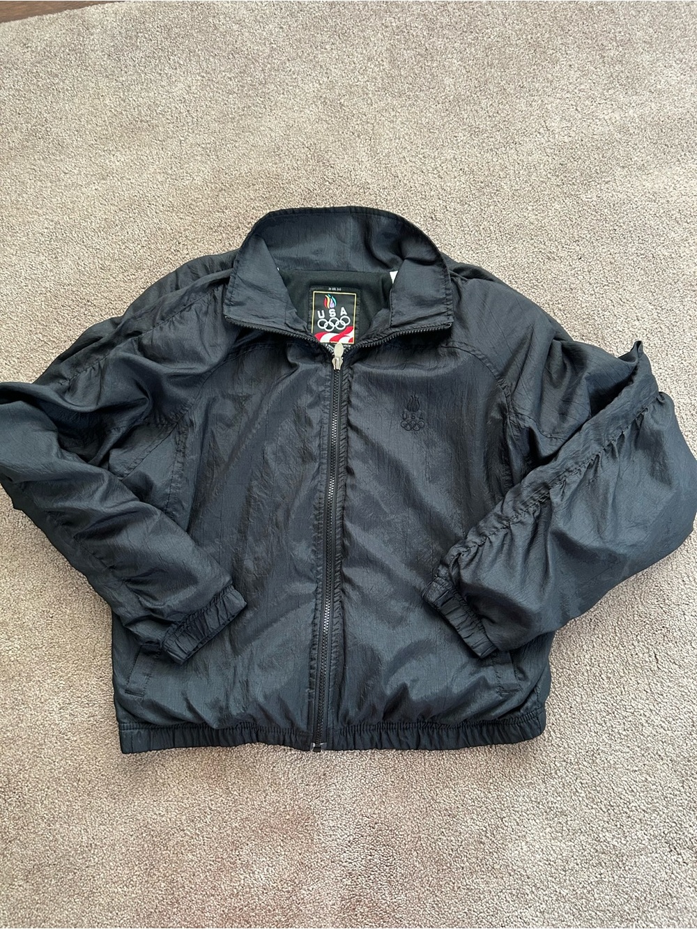 Vintage USA Olympic Black Windbreaker Jacket
